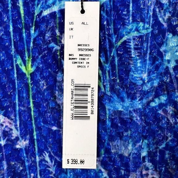 T Tahari Blue Floral Ruffled Cold Shoulder Dress NWT - Picture 5 of 16